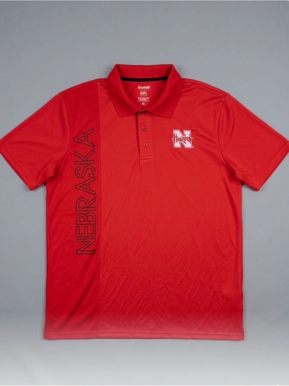 Nebraska Red Huskers Polo Shirt Men's Size Large Short Sleeve Adidas Logo [565]
